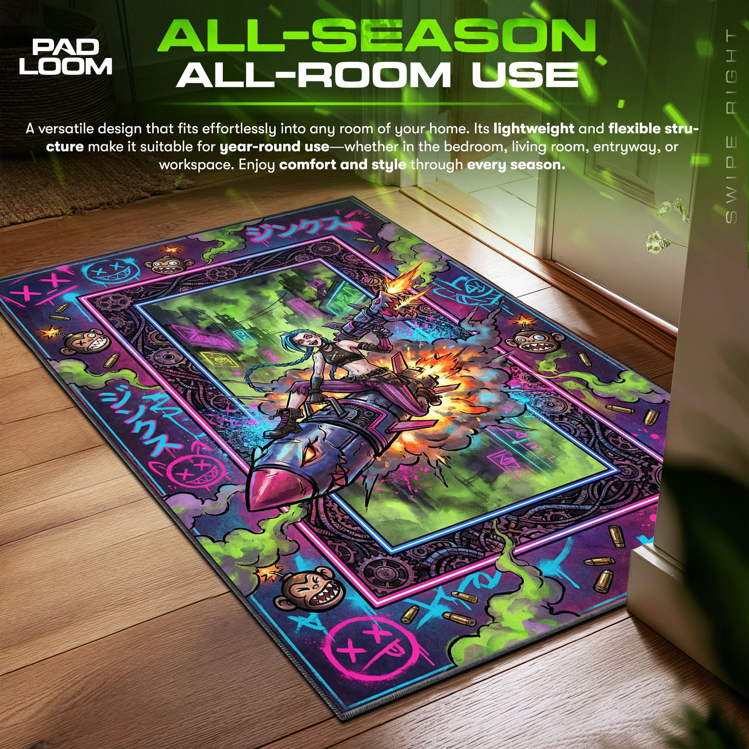 Jinx Raketenchaos Teppich - League of Legends Stuhlunterlage