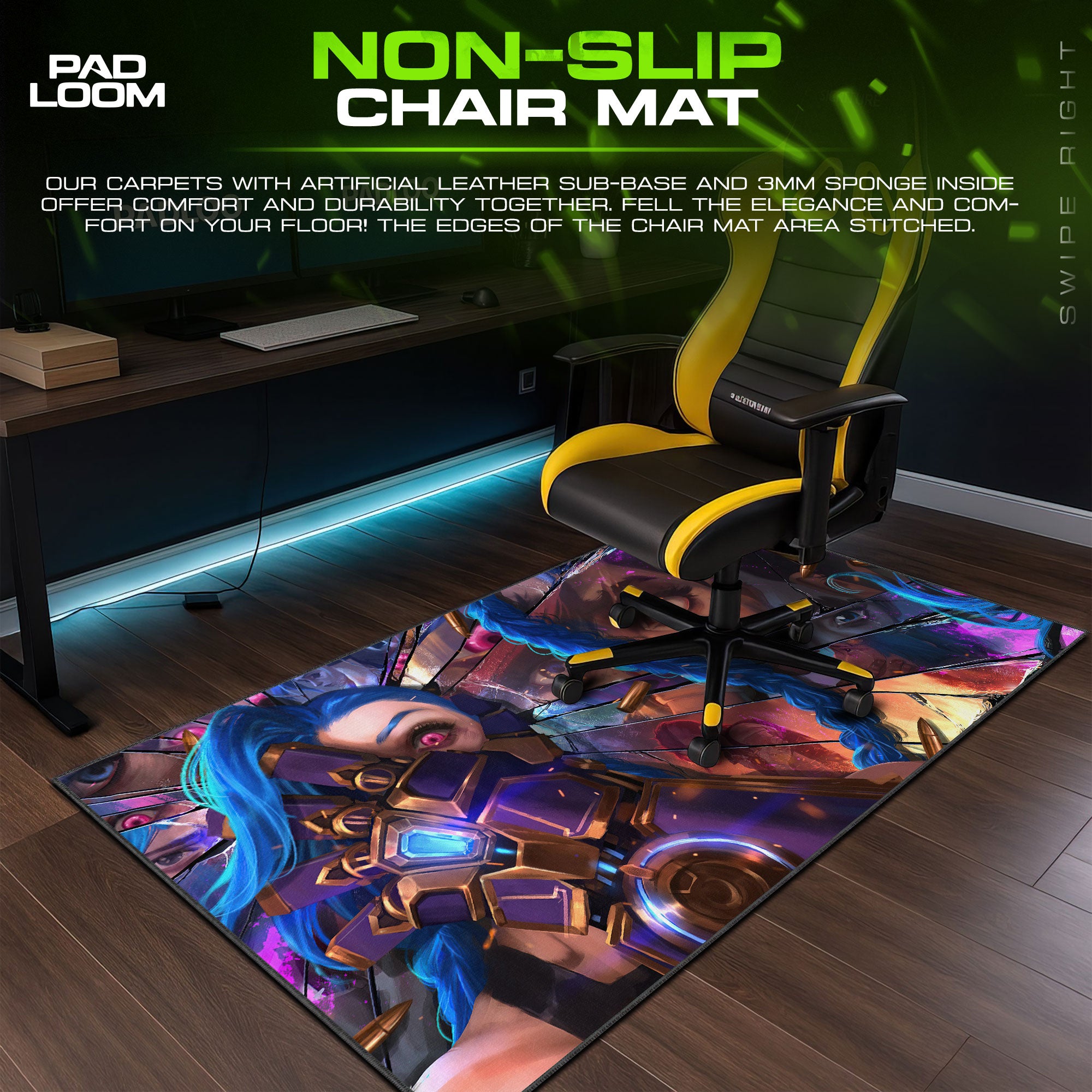 Jinx Shattered Chaos Mouse Pad, MOBA Gamer Desk Mat