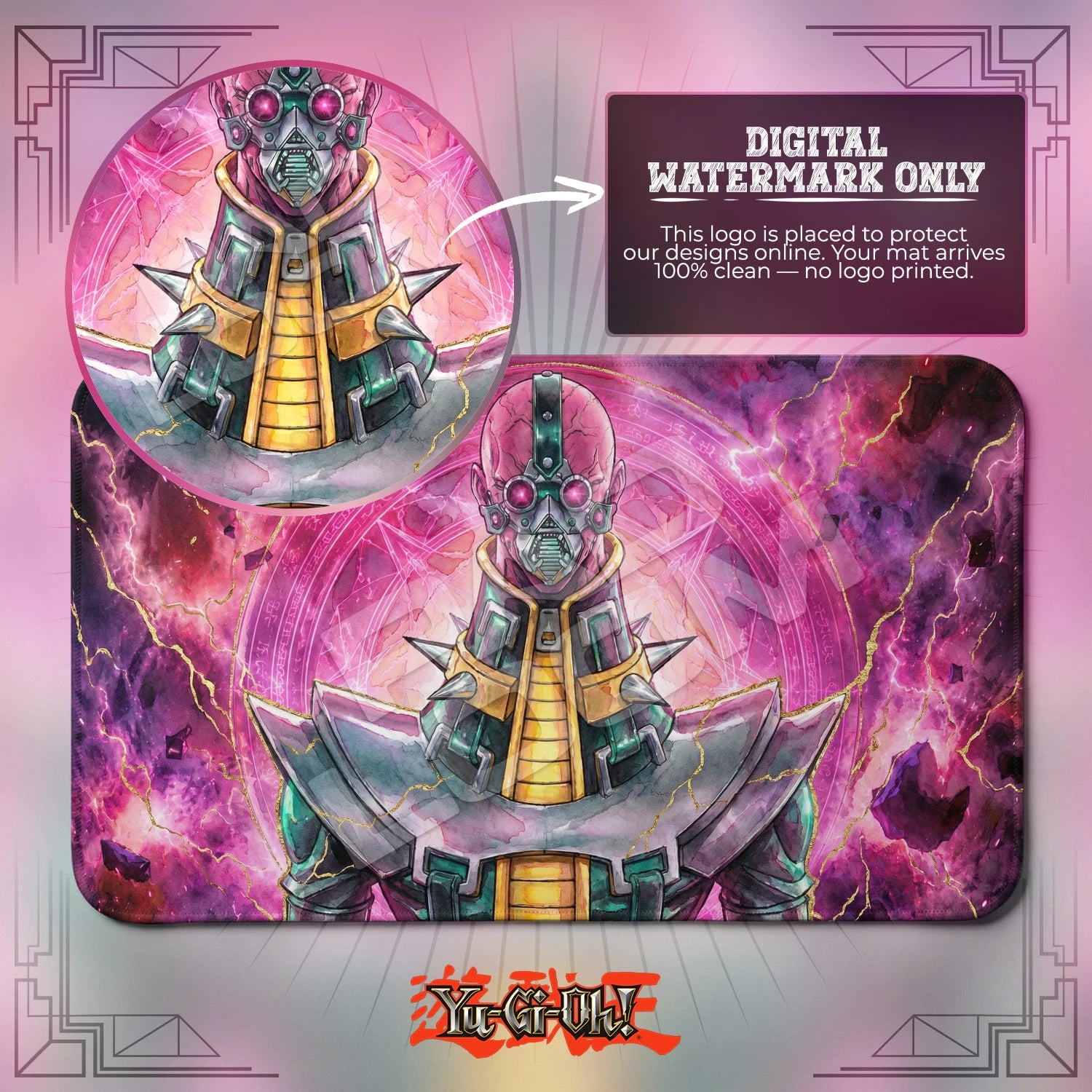 Jinzo Psychic artwork close-up on Yugioh playmat