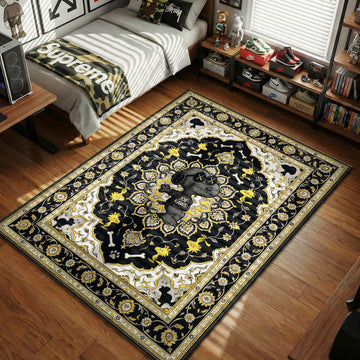 KAWS Snoopy Joe Cool black yellow white hypebeast area rug
