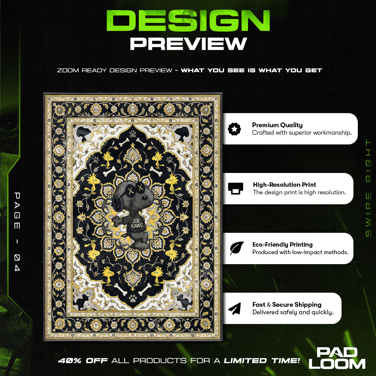 Joe Kaws Snoopy Rug - Graphic Streetwear Floor Mat