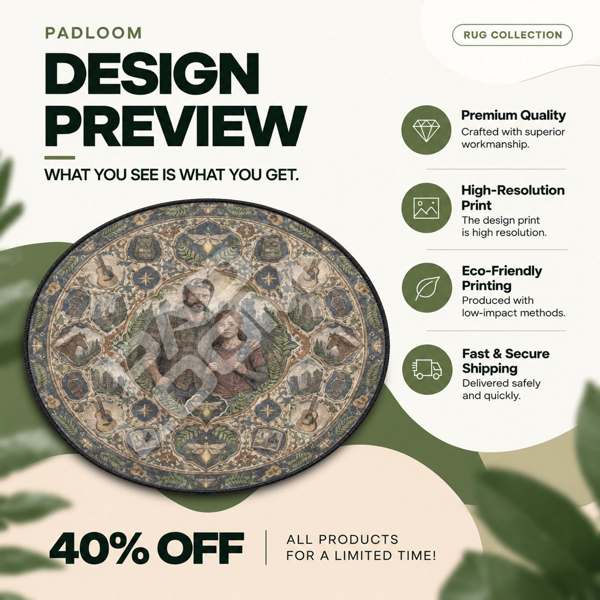 Joel and Ellie Firefly Round Rug - The Last of Us Chair Mat