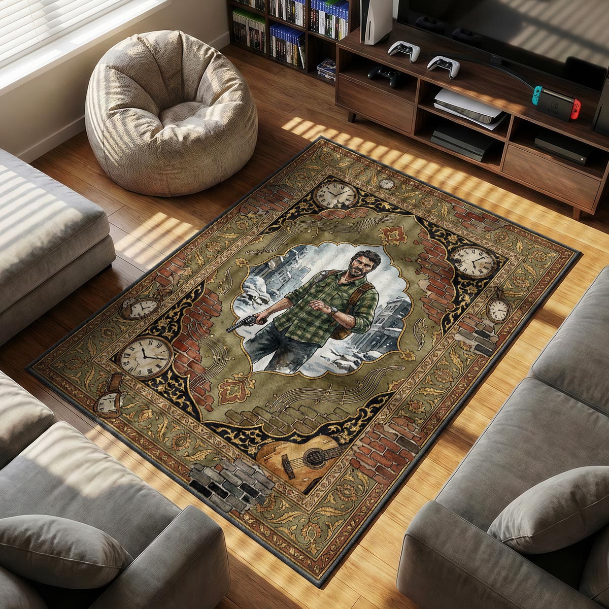 Joel Miller Broken Watch Rug - The Last of Us Chair Mat