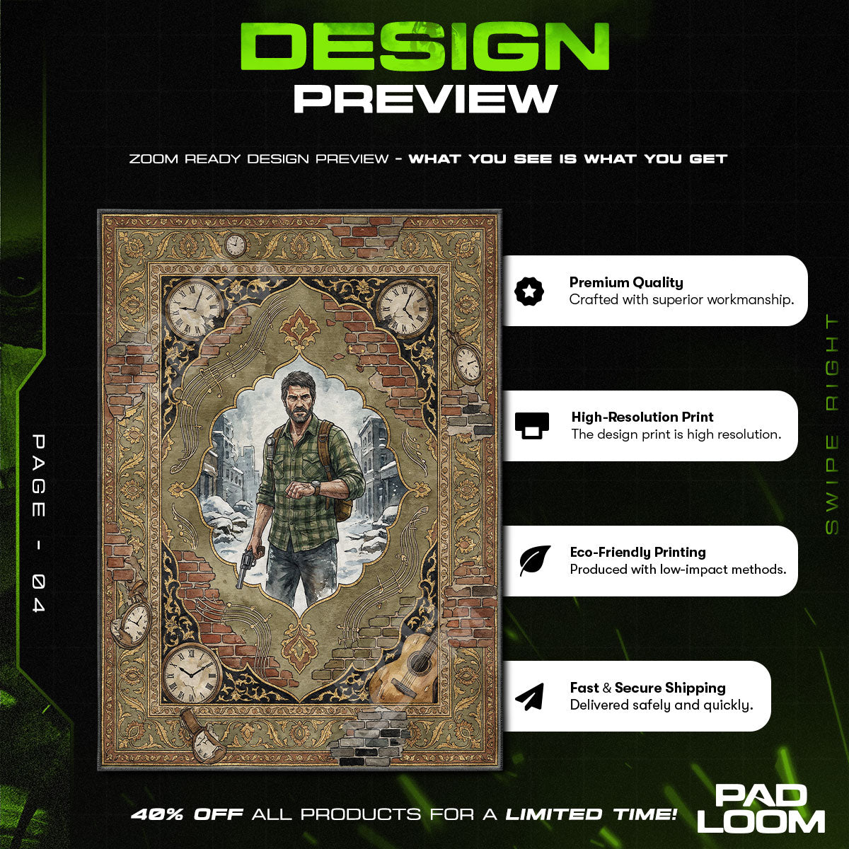 Joel Miller Broken Watch Rug - The Last of Us Chair Mat