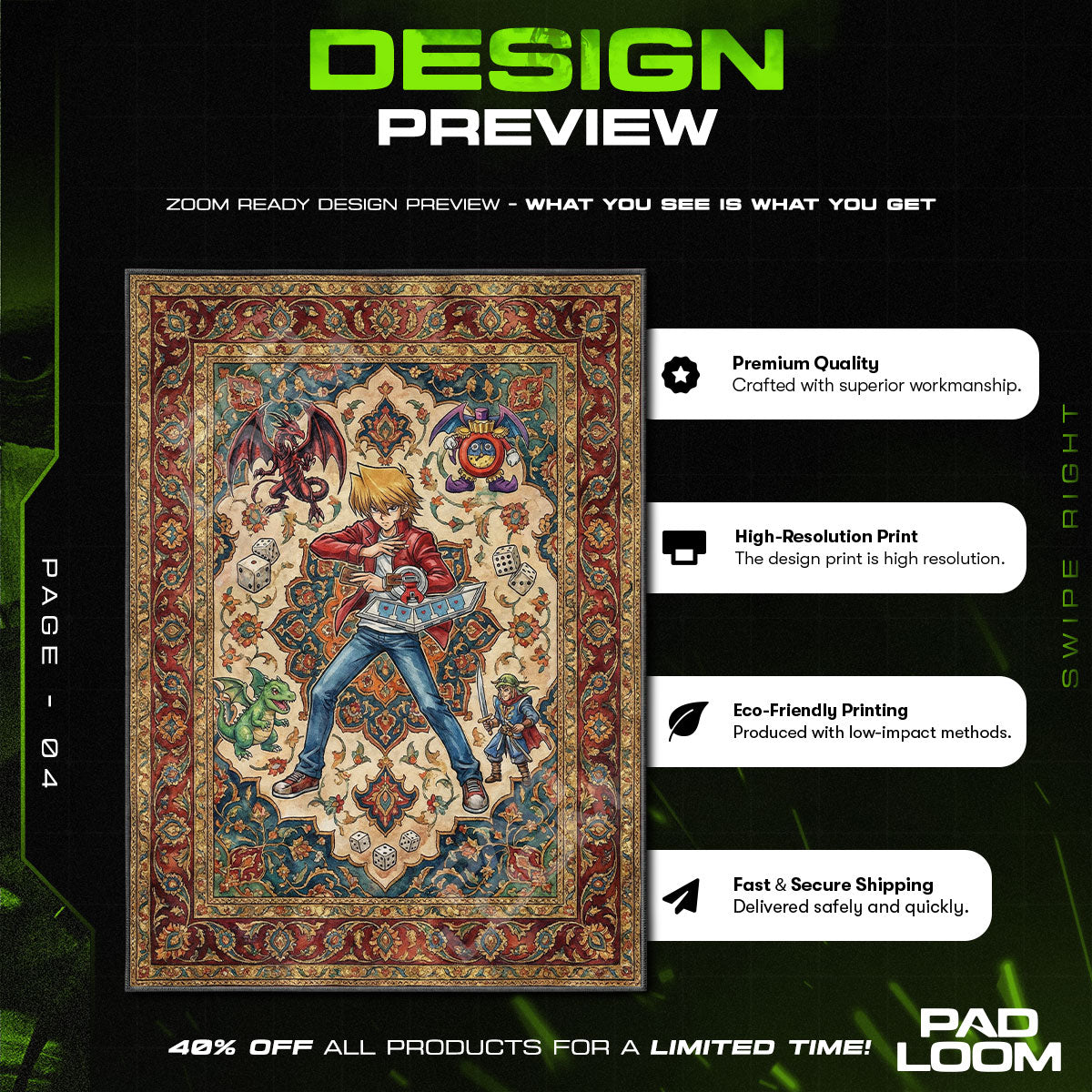 Joey Wheeler Red-Eyes Luck Rug - Yu-Gi-Oh! Chair Mat