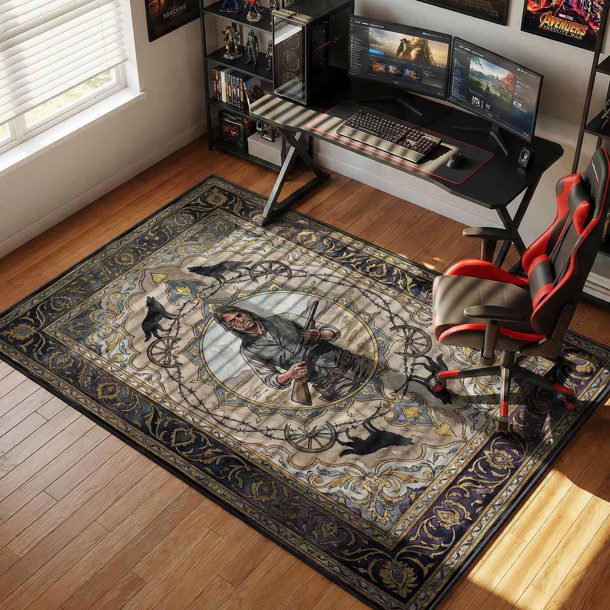 John Marston Wolf Legend Rug - Red Dead Redemption Chair Mat