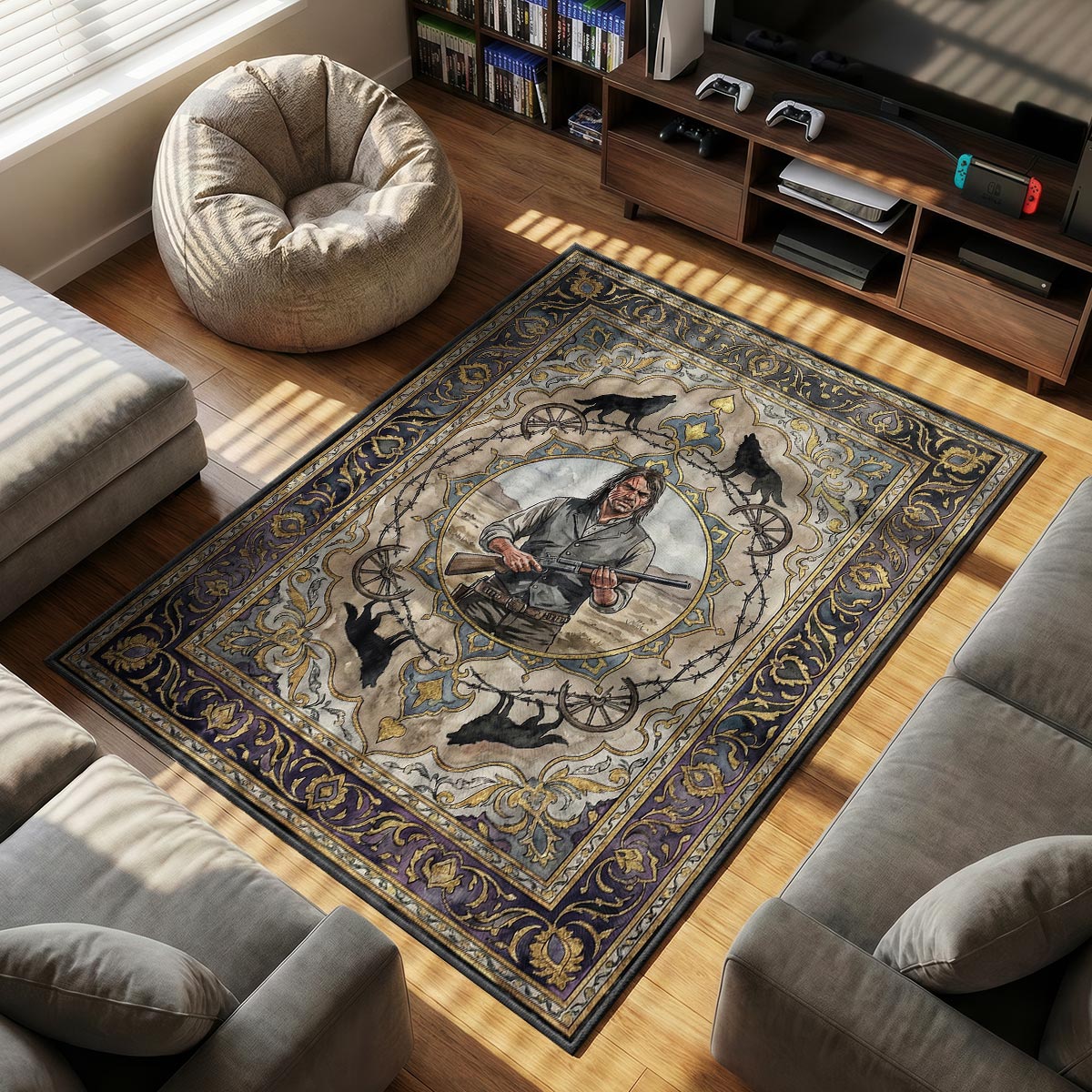 John Marston Wolf Legend Rug - Red Dead Redemption Chair Mat