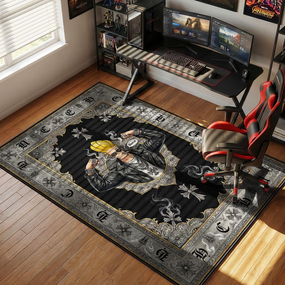 Johnny Bravo Chrome Hearts Style Floor rug — main product view