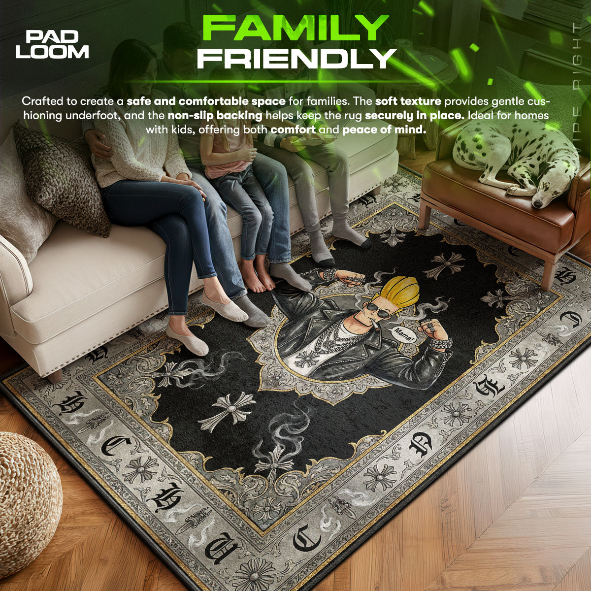 Johnny area rug showing full Gothic artwork