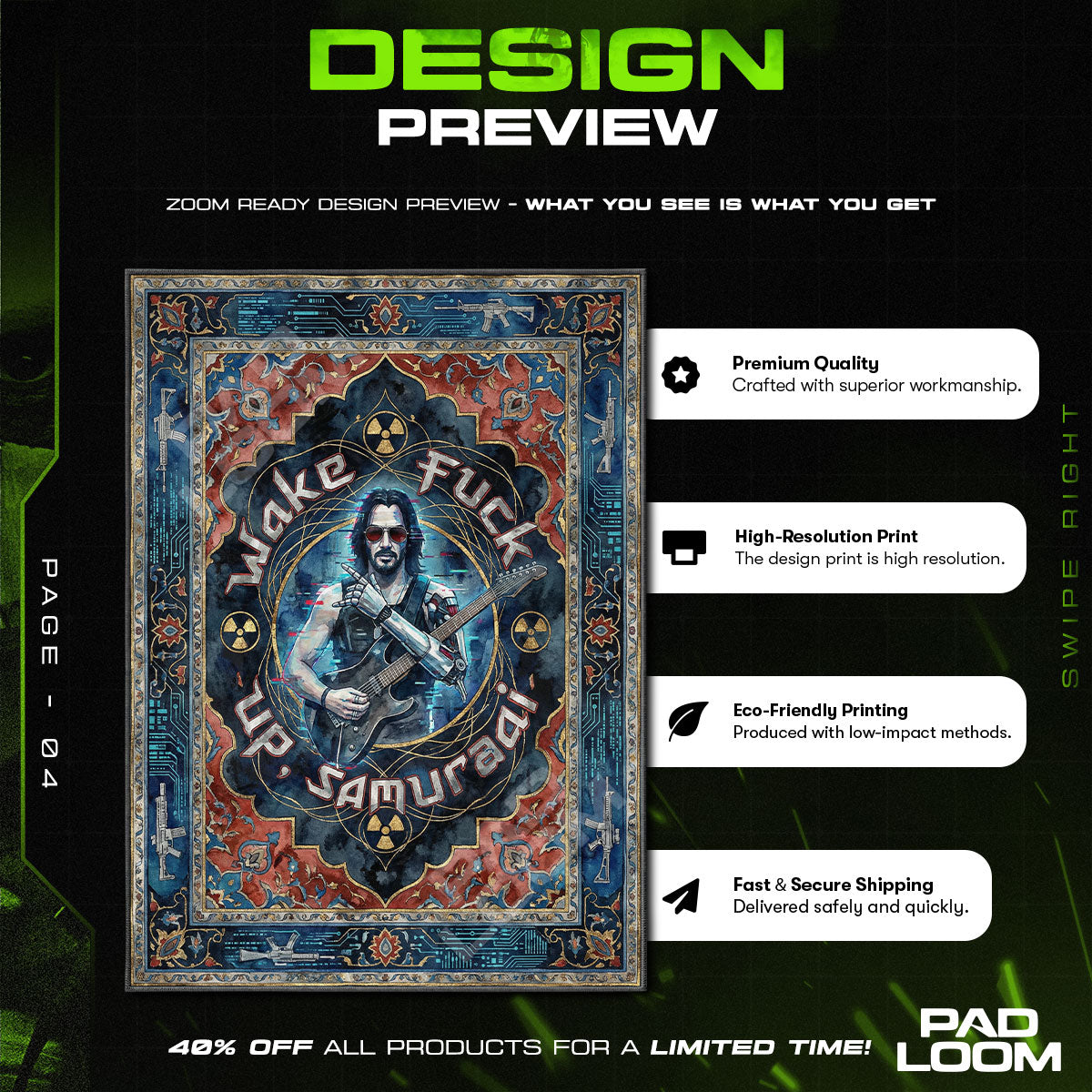 Johnny Silverhand Aufwachteppich - Cyberpunk 2077 Stuhlunterlage