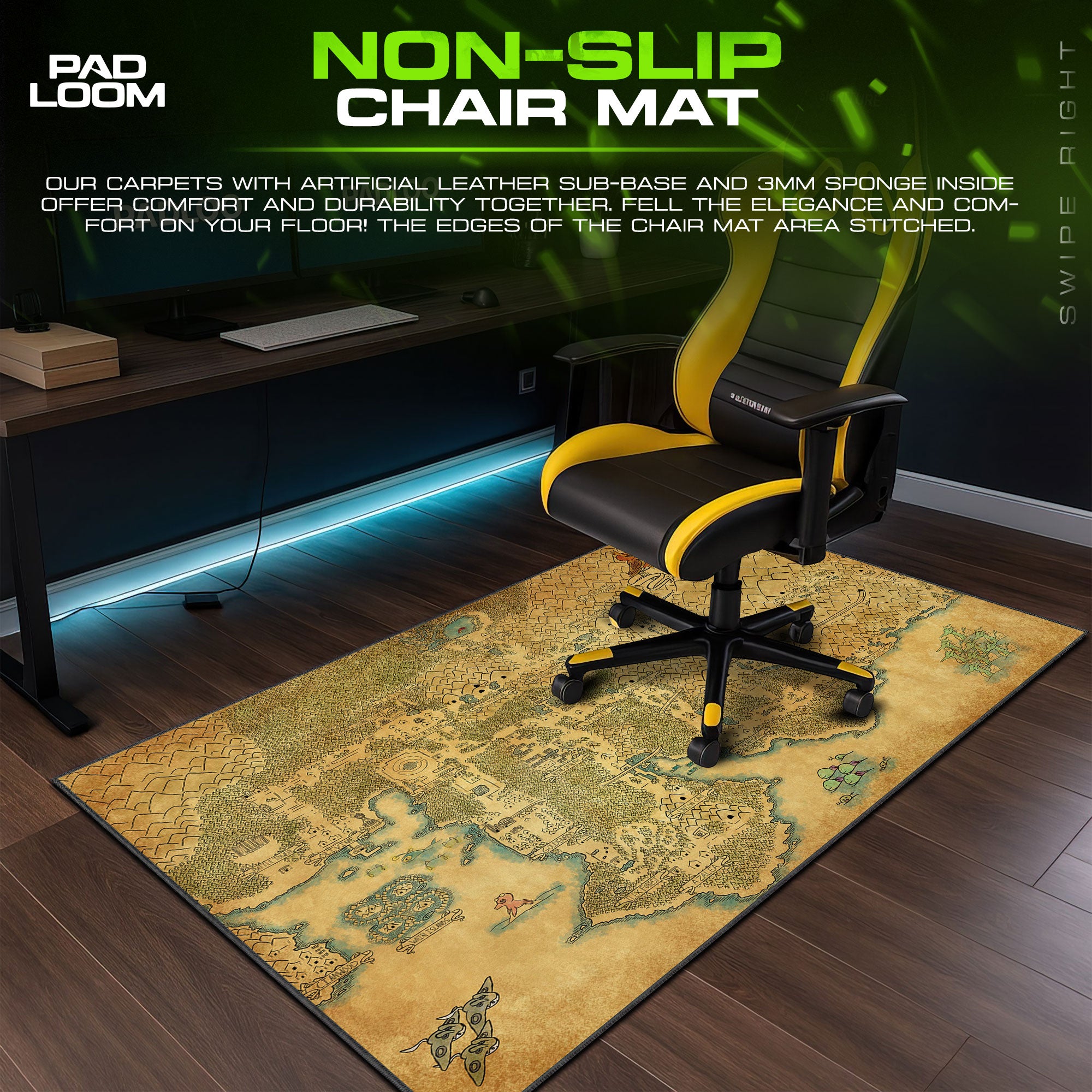 Johto Region Map Mouse Pad, Vintage Pokémon Gold Gaming Desk Mat