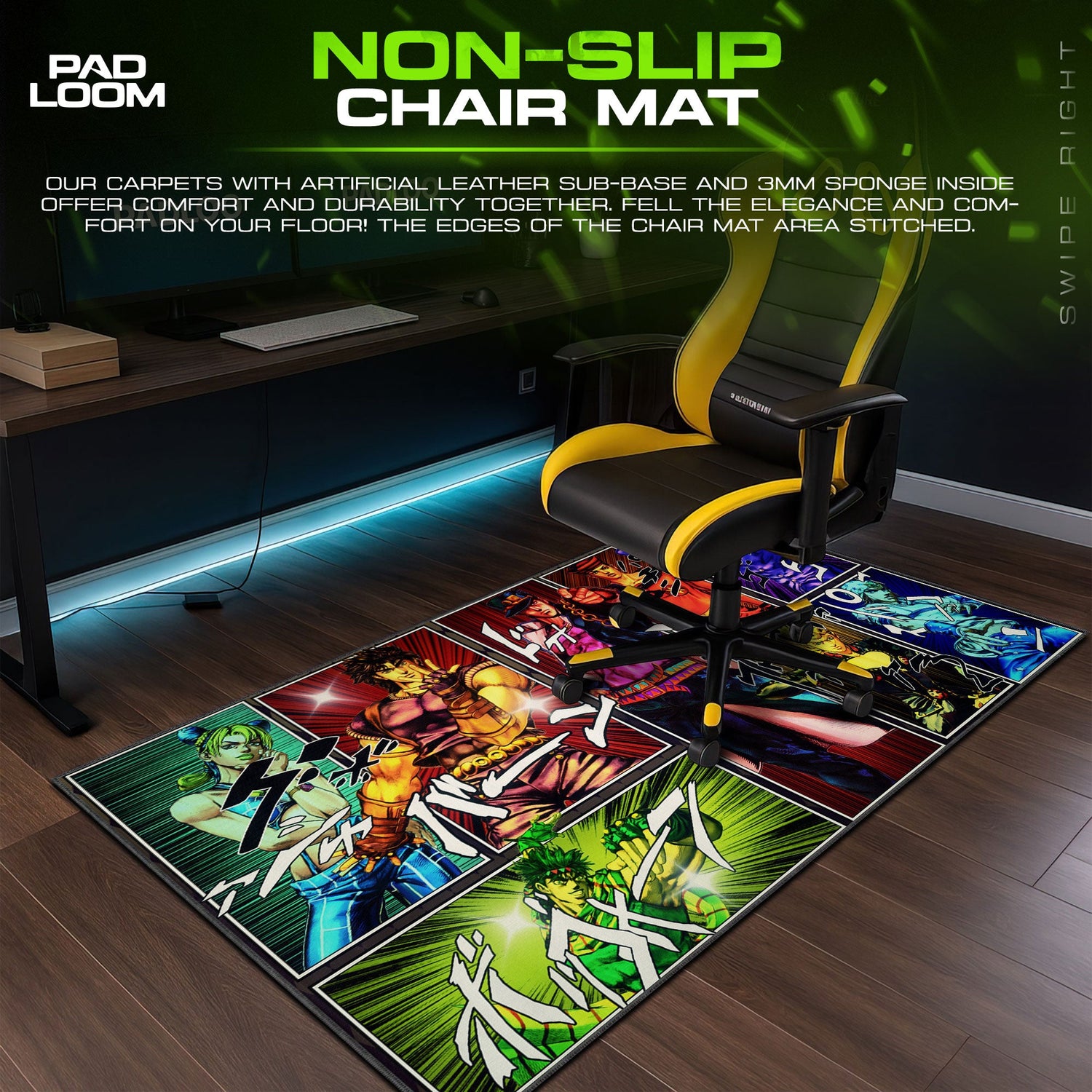 JoJo’s Bizarre Adventure All Joestars Mouse Pad, Anime Gaming Desk Mat Padloom