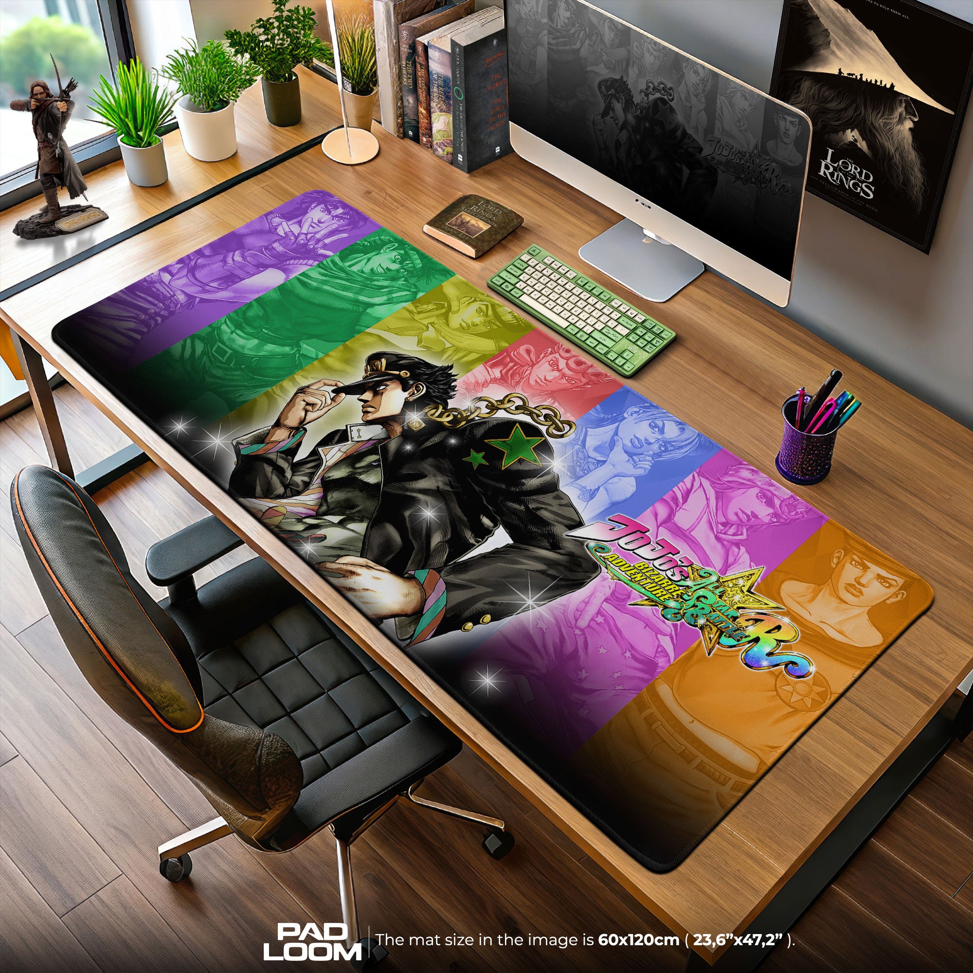 JoJo’s Bizarre Adventure Color Spectrum Mouse Pad, Anime Gaming Desk Mat