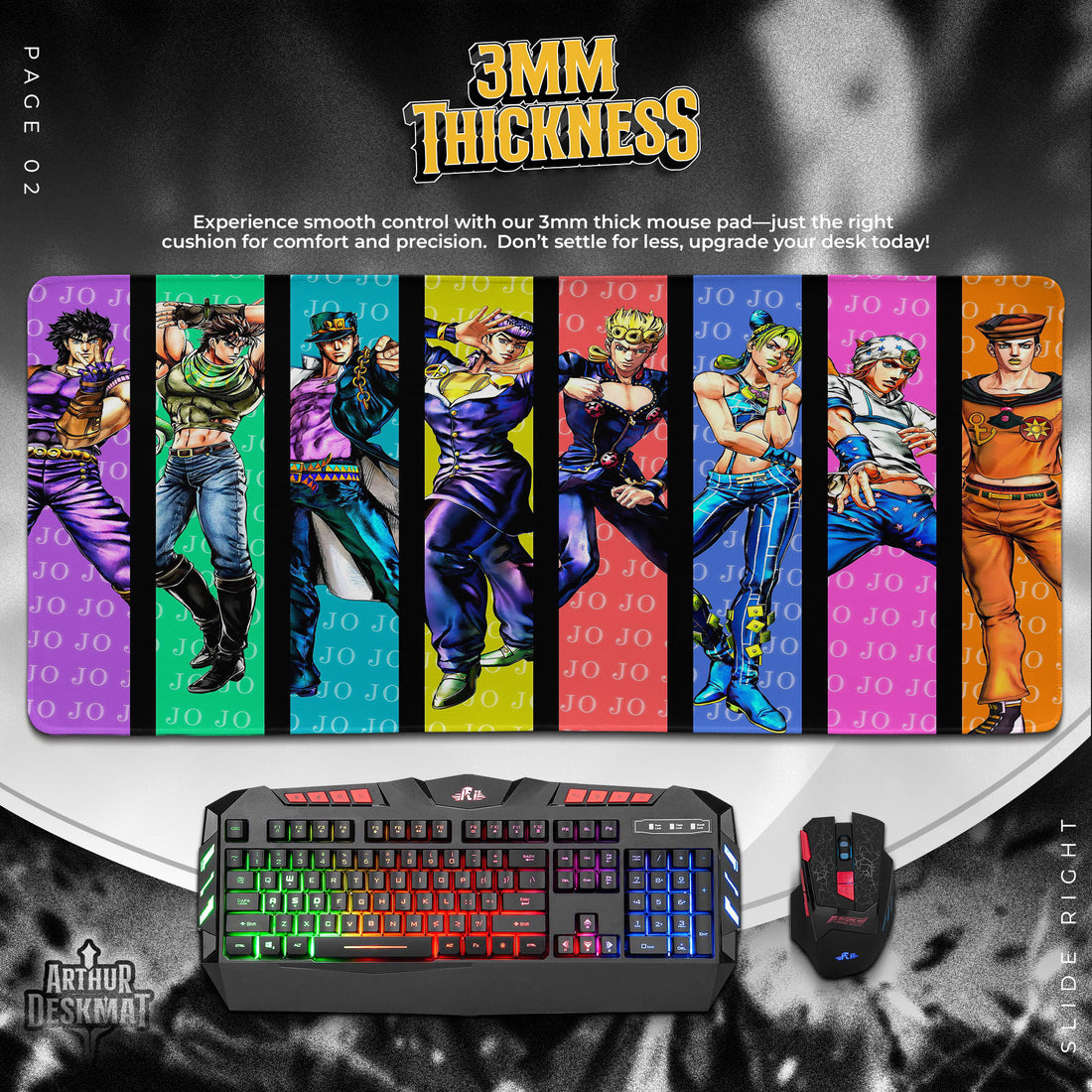 JoJo’s Bizarre Adventure Heroes Mouse Pad, Anime Gaming Desk Mat
