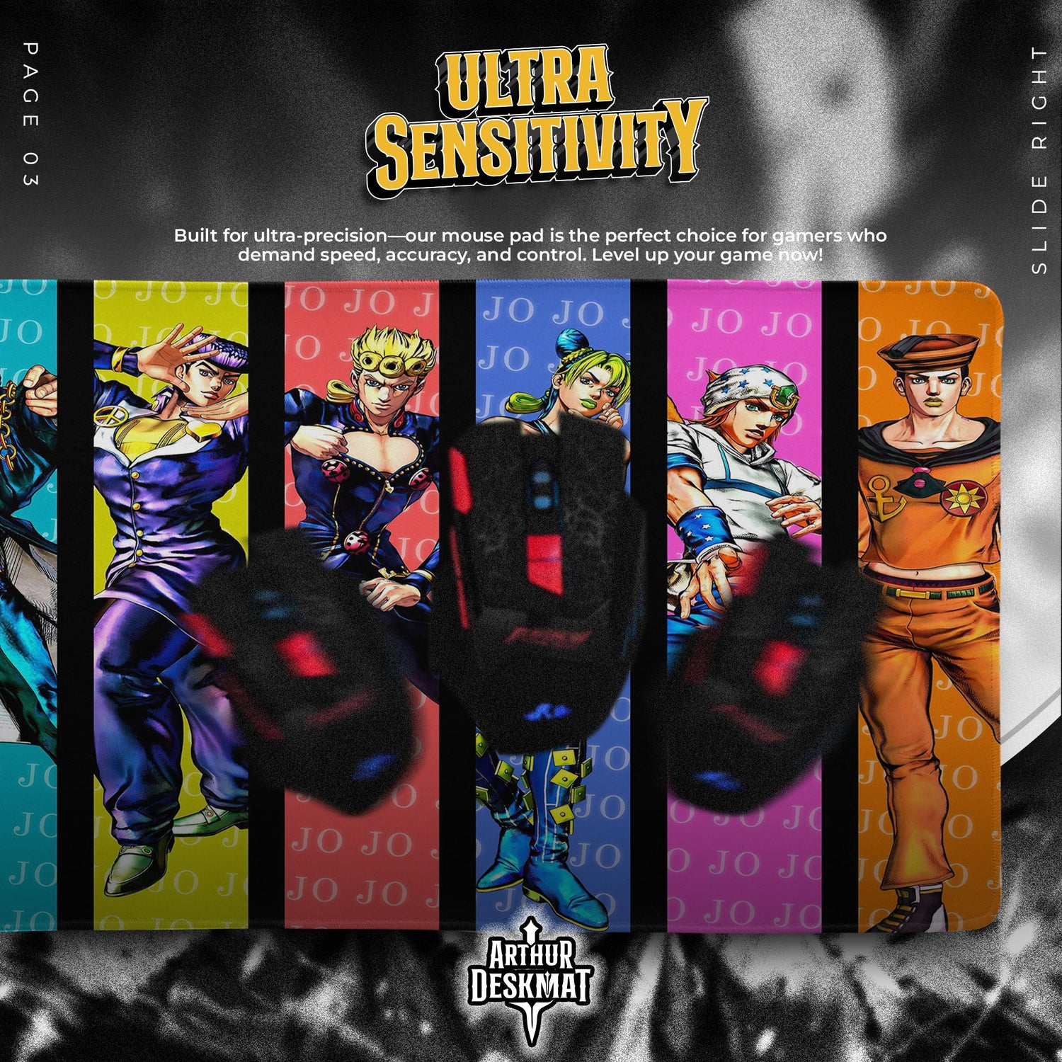 JoJo’s Bizarre Adventure Heroes Mouse Pad, Anime Gaming Desk Mat Padloom
