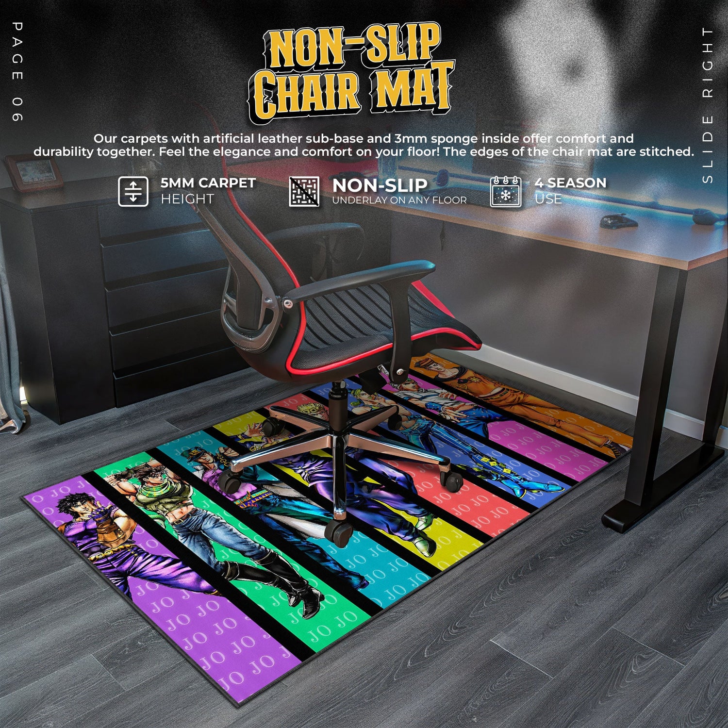 JoJo’s Bizarre Adventure Heroes Mouse Pad, Anime Gaming Desk Mat Padloom