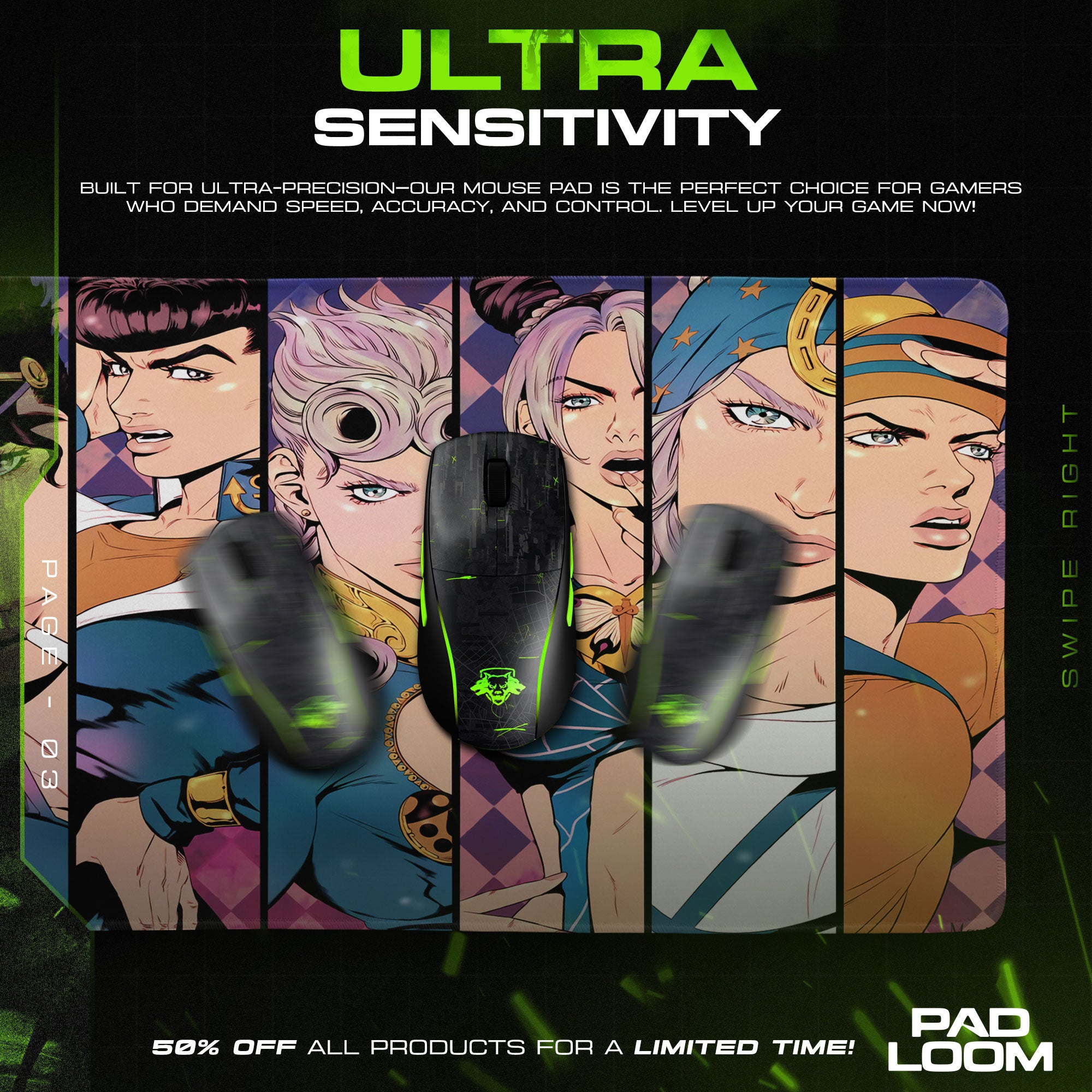 JoJo’s Bizarre Adventure Stand Legacy Mouse Pad, Anime Desk Mat