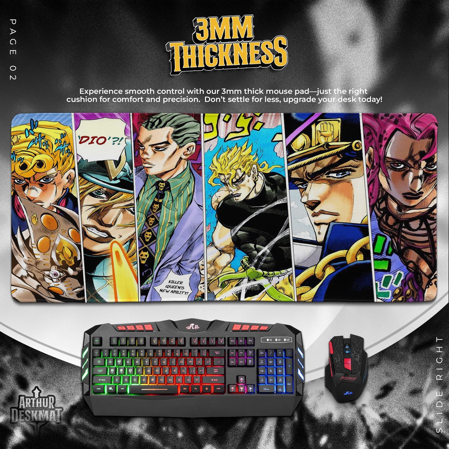 JoJo’s Bizarre Adventure Villains Mouse Pad, Anime Gaming Desk Mat Padloom