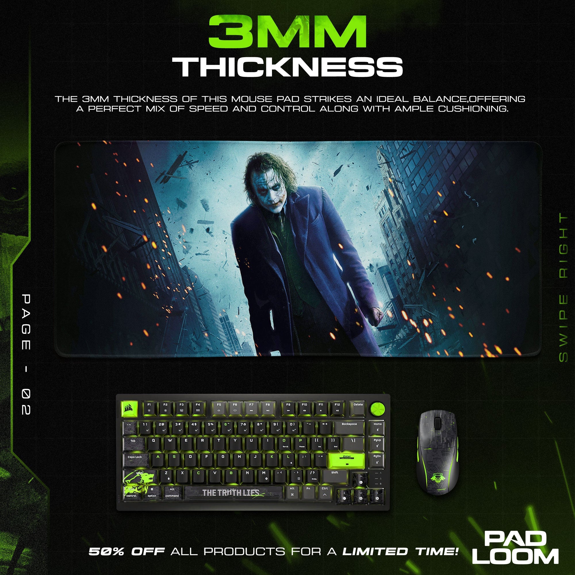 Joker Chaos Mouse Pad - Dark City Gaming Desk Mat Padloom