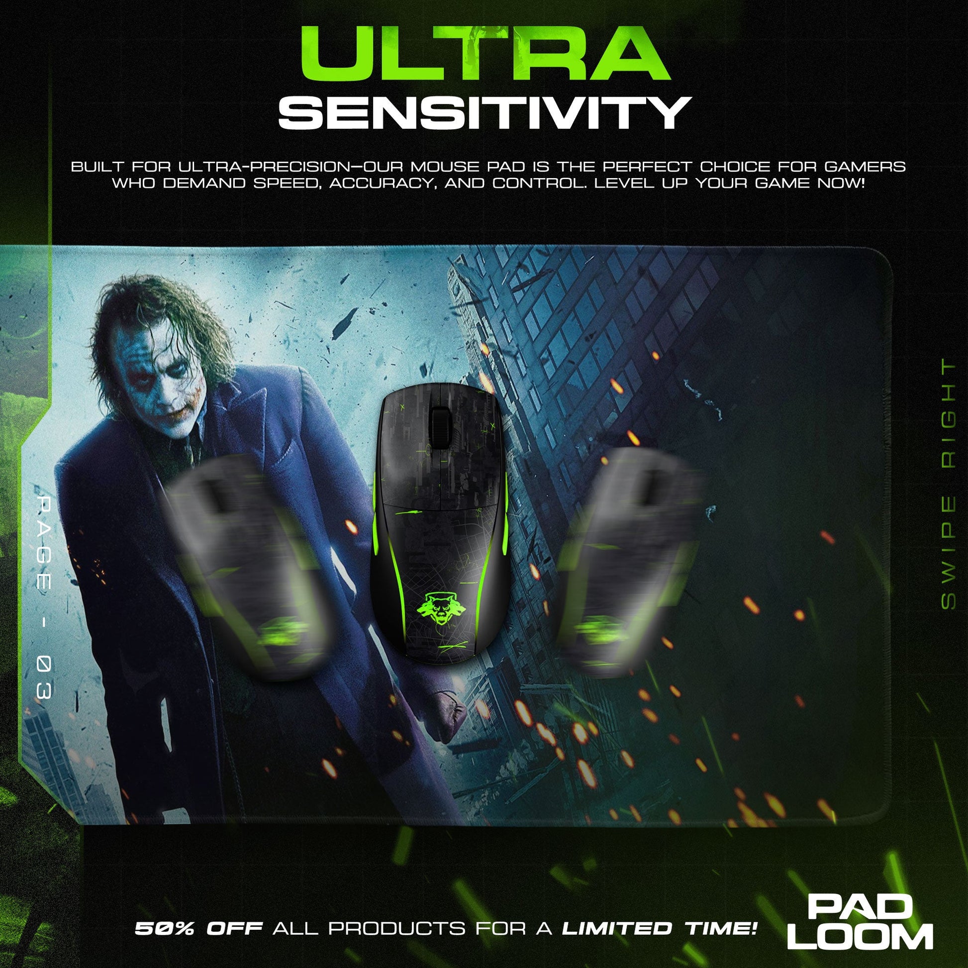 Joker Chaos Mouse Pad - Dark City Gaming Desk Mat Padloom