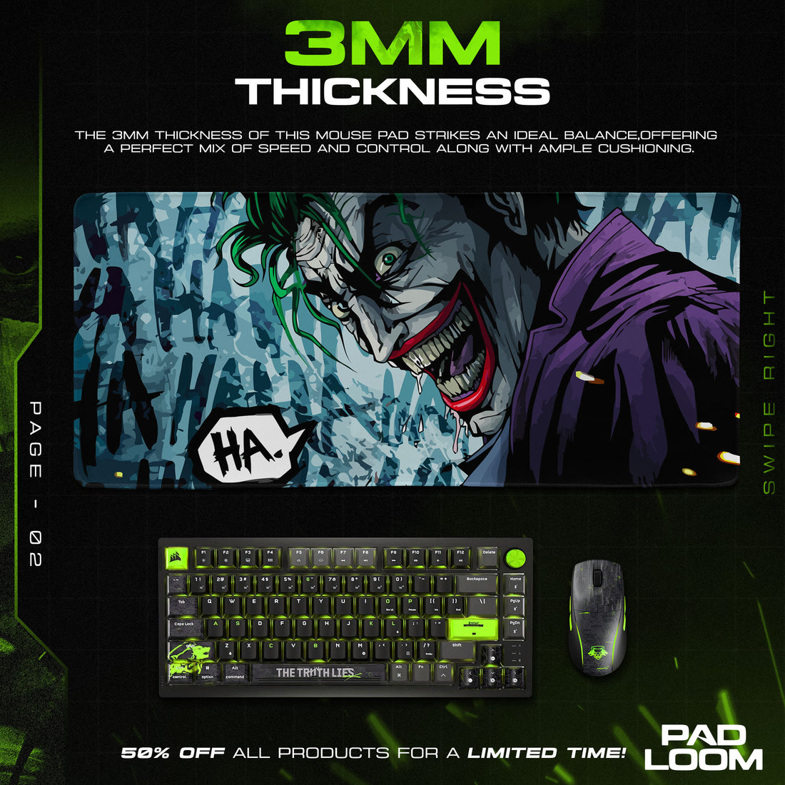 Joker Comic Smile Mouse Pad, DC Villain Gamer Desk Mat