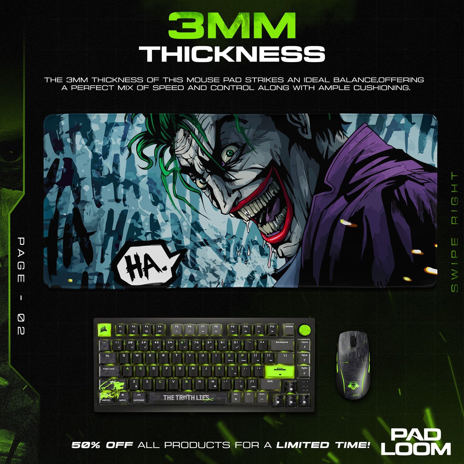 Joker Comic Smile Mouse Pad, DC Villain Gamer Desk Mat Padloom