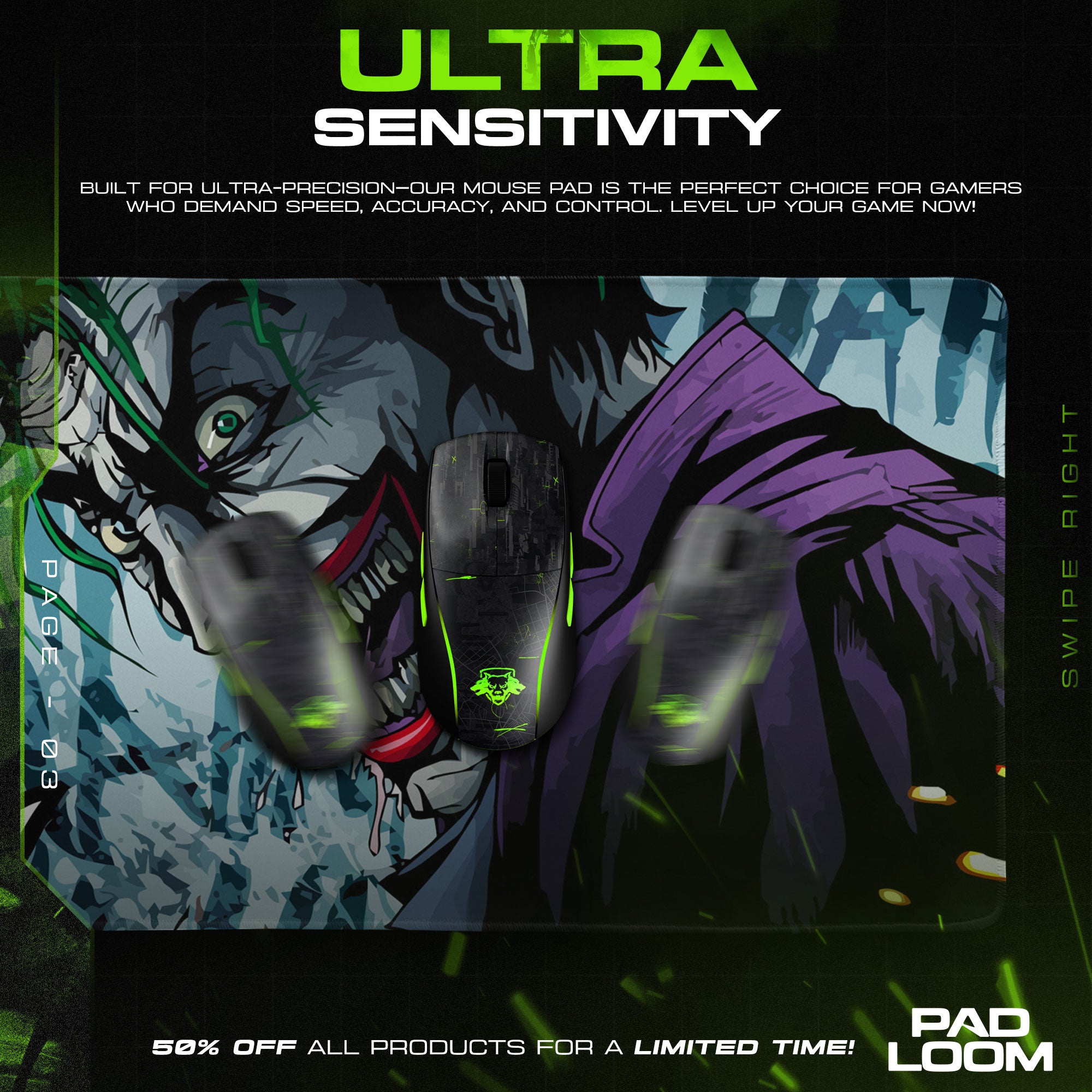 Joker Comic Smile Mouse Pad, DC Villain Gamer Desk Mat