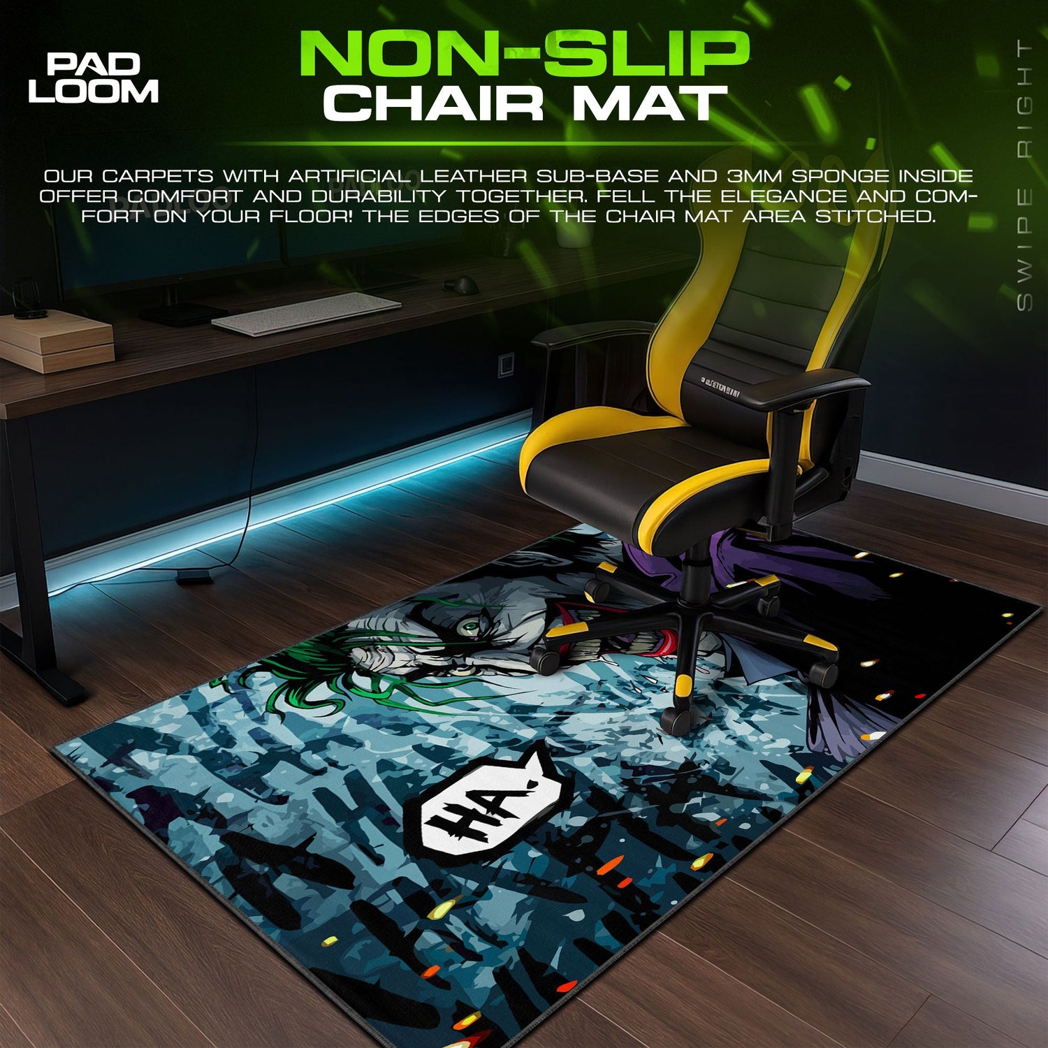 Joker Comic Smile Mouse Pad, DC Villain Gamer Desk Mat Padloom