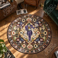 Joker Dealing DC round rug in a styled room - DC chair mat