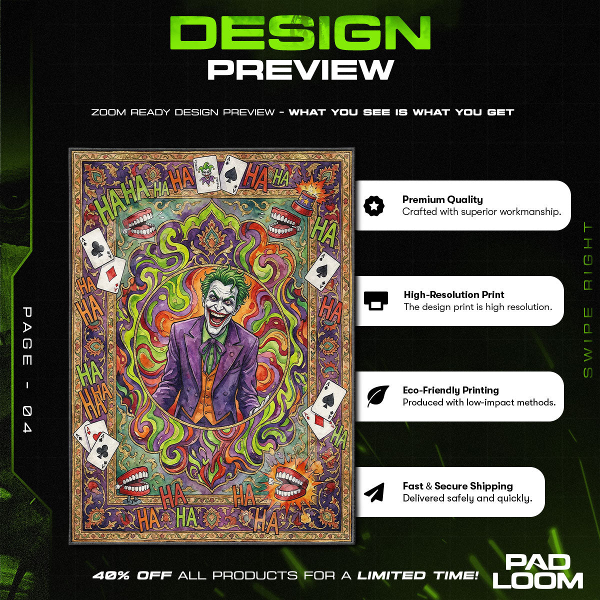 Room character design printed on rug
