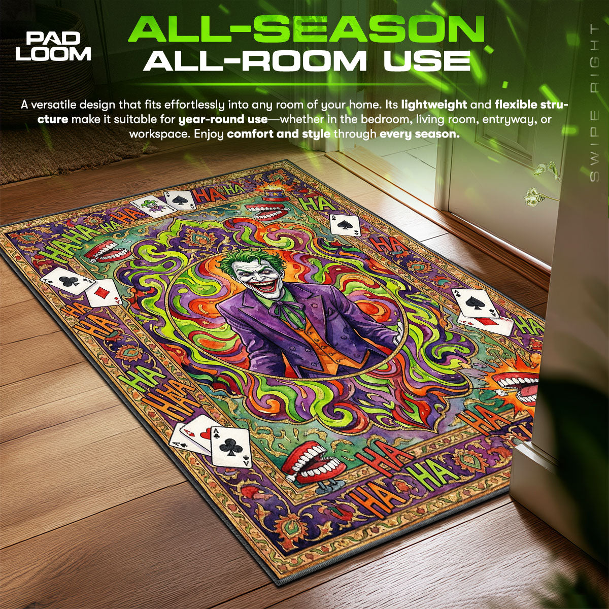 Joker Laughing Chaos Batman Room fan rug — premium quality print