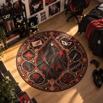 Joker Masked Round Rug - Persona 5 Chair Mat