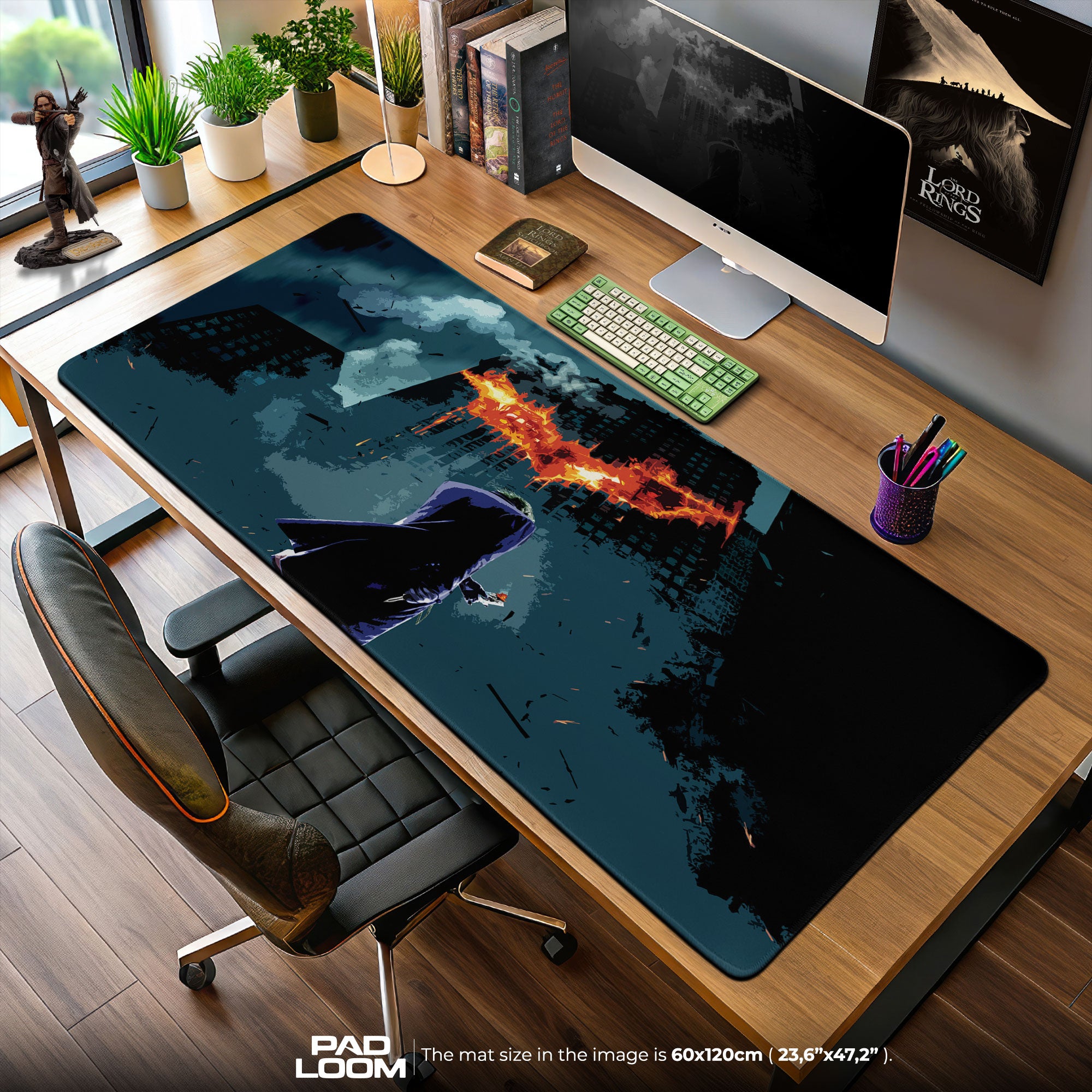 Joker Mouse Pad, Burning Bat Signal Game Desk Mat