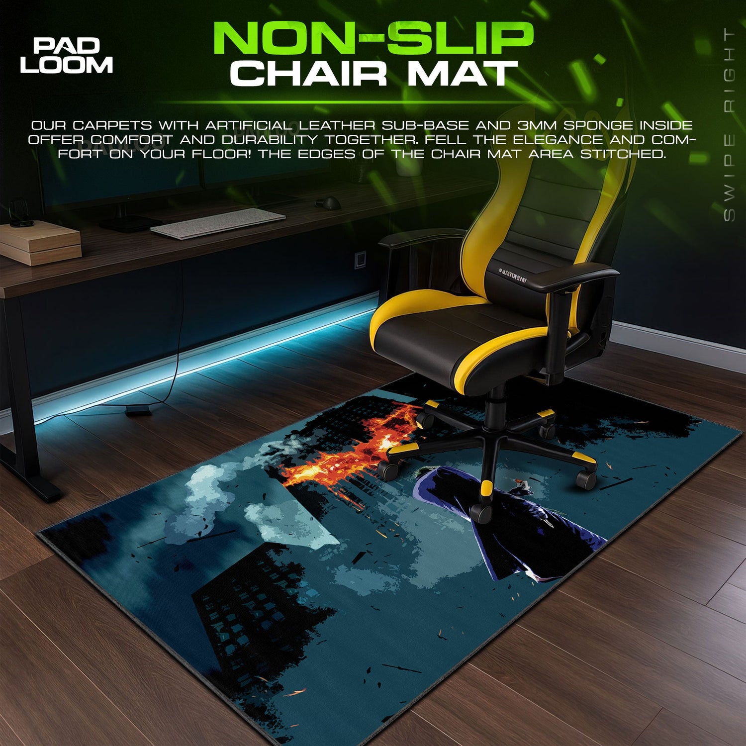 Joker Mouse Pad, Burning Bat Signal Game Desk Mat Padloom
