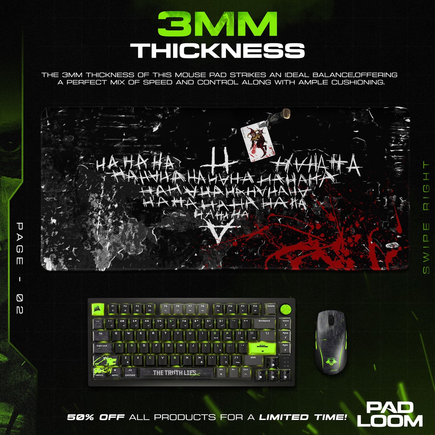 Joker Mouse Pad, HaHa Bat Emblem Game Desk Mat Padloom