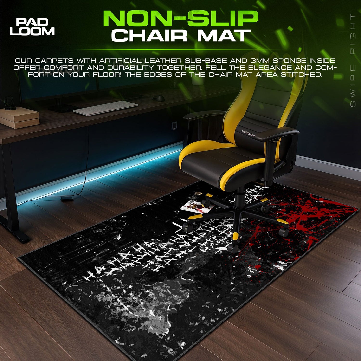 Joker Mouse Pad, HaHa Bat Emblem Game Desk Mat Padloom