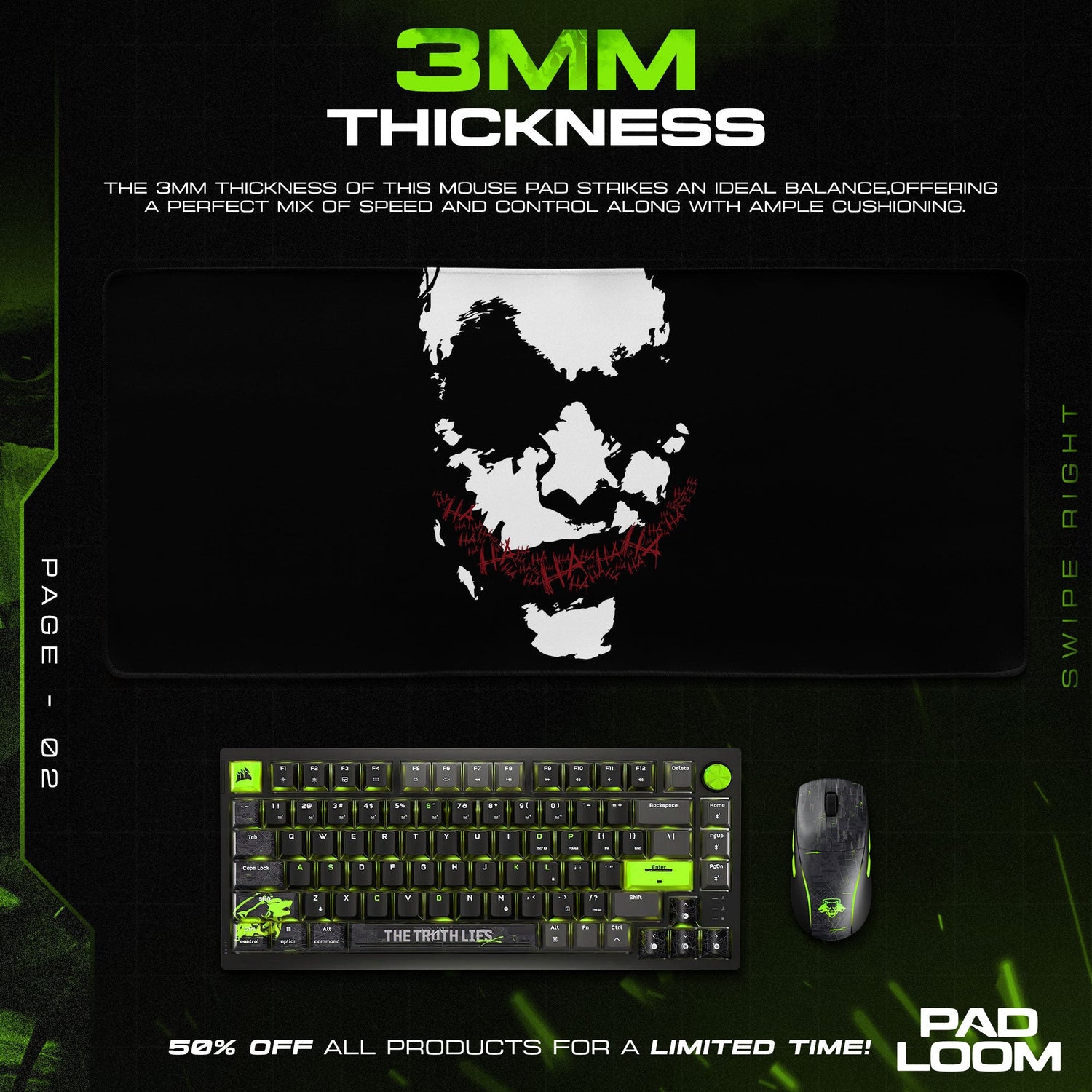 Joker Mouse Pad, HaHa Smile Minimalist Game Desk Mat Padloom