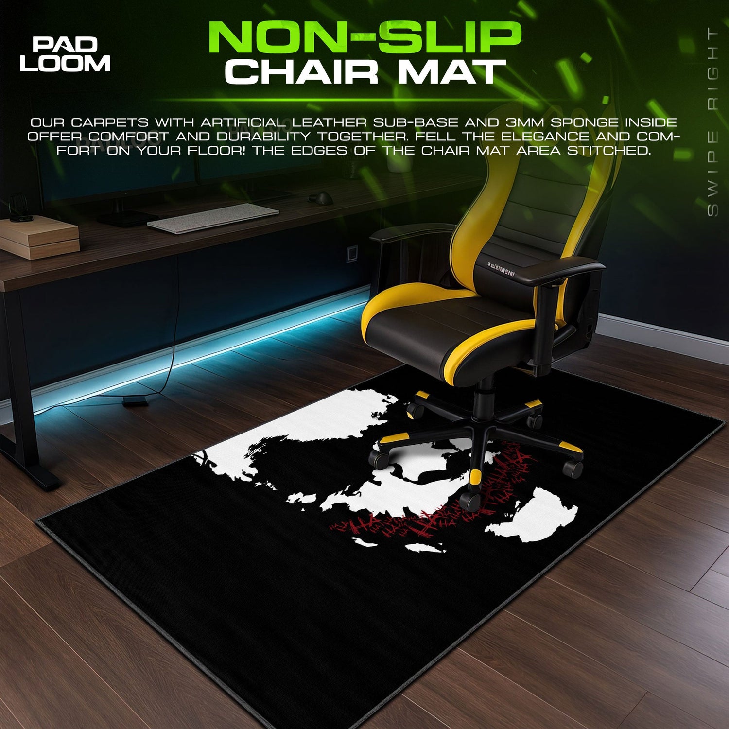 Joker Mouse Pad, HaHa Smile Minimalist Game Desk Mat Padloom