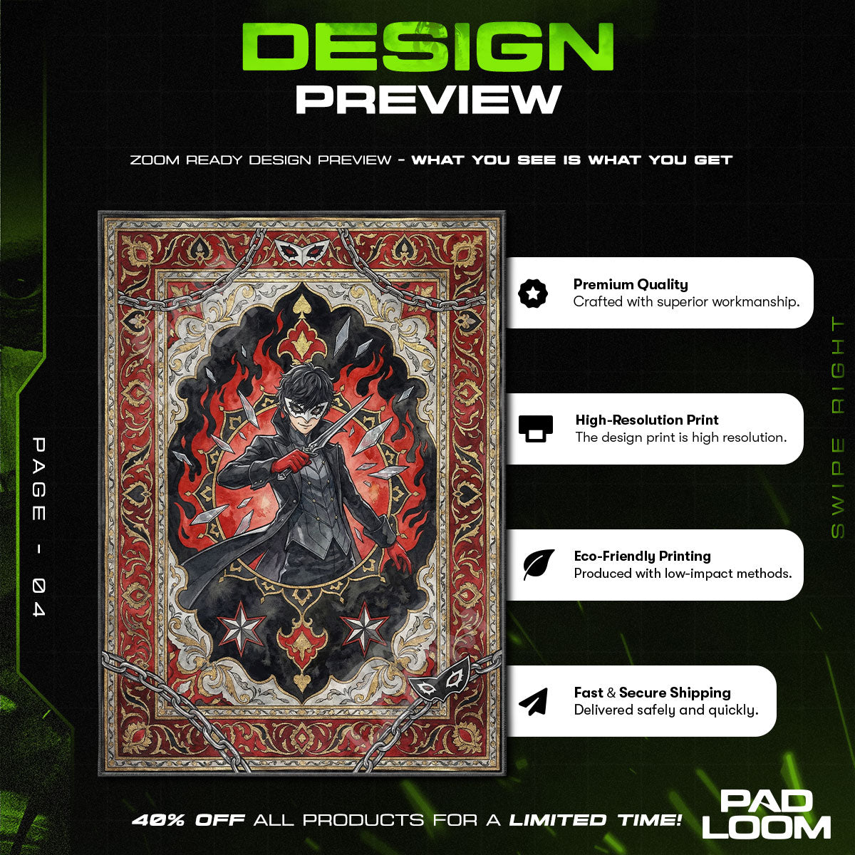 Joker Phantom Tarot Teppich - Persona 5 Stuhlunterlage