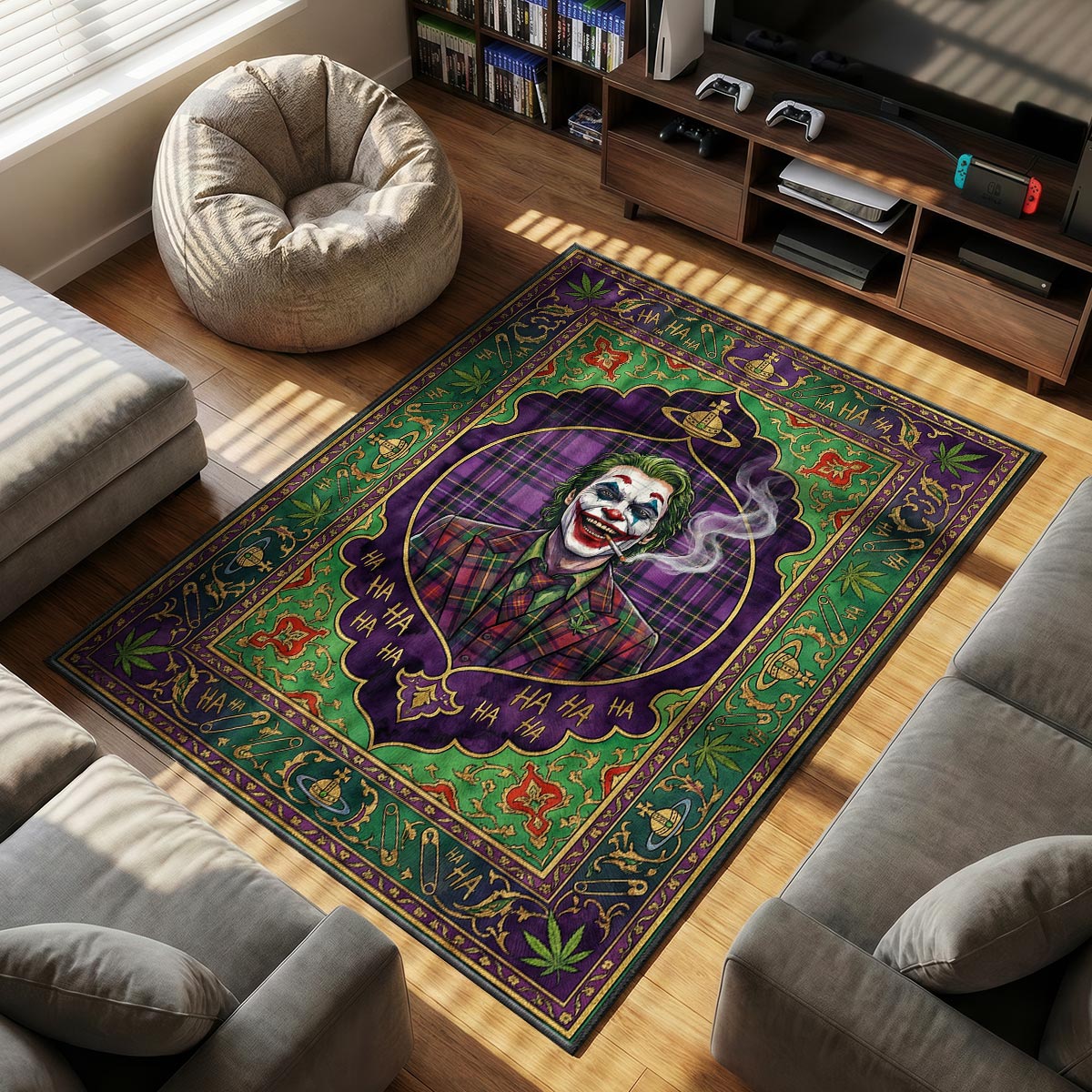 Joker Vivienne themed area rug for home decor fans
