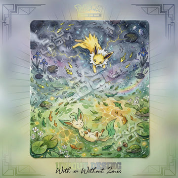 Jolteon Leafeon 2-player Pokemon TCG playmat, 24x28 in duel mat design