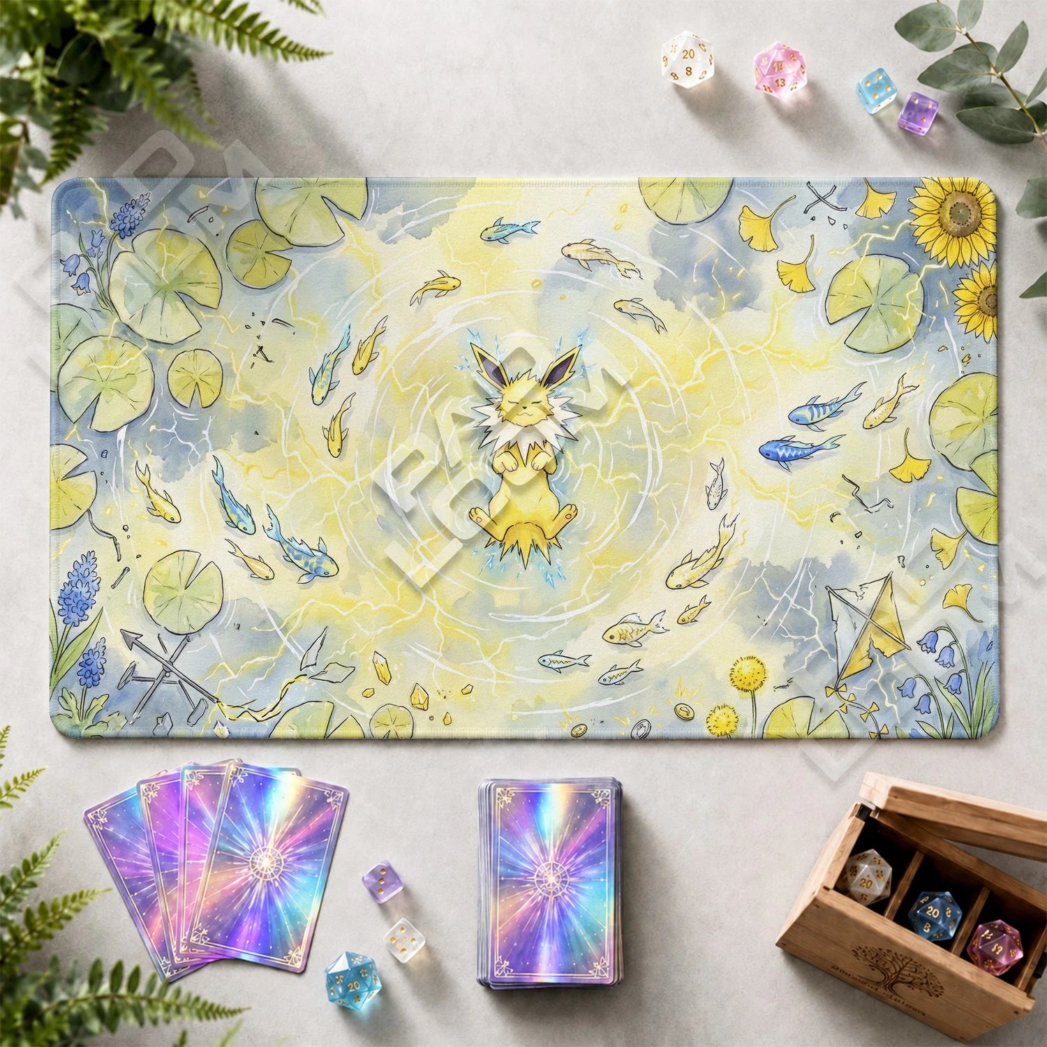 Jolteon Pond Playmat - Pokemon TCG Mat - view 2