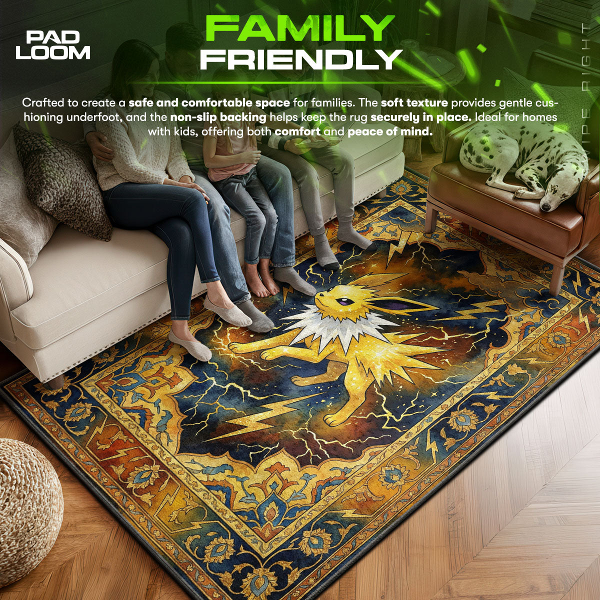 Jolteon area rug showing full Pokemon artwork