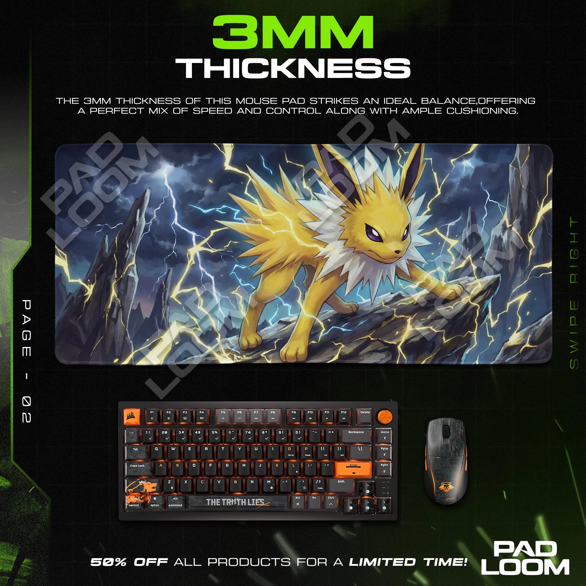 Jolteon Thunderpeak Mouse Pad - Pokémon Desk Mat