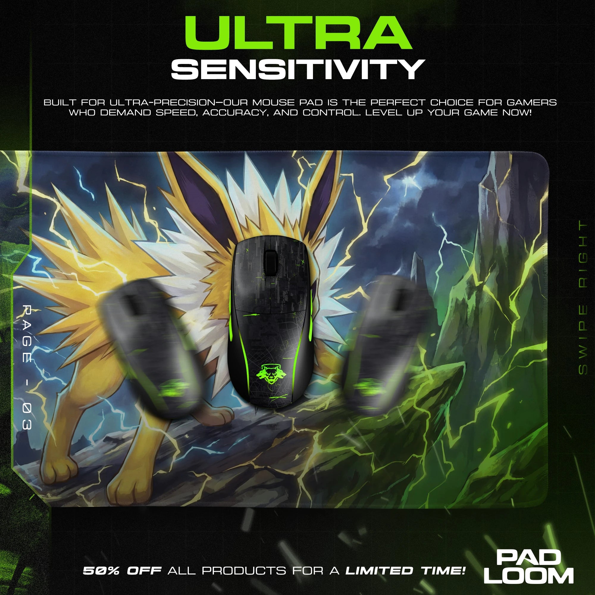 Jolteon Thunderpeak Mouse Pad - Pokémon Desk Mat