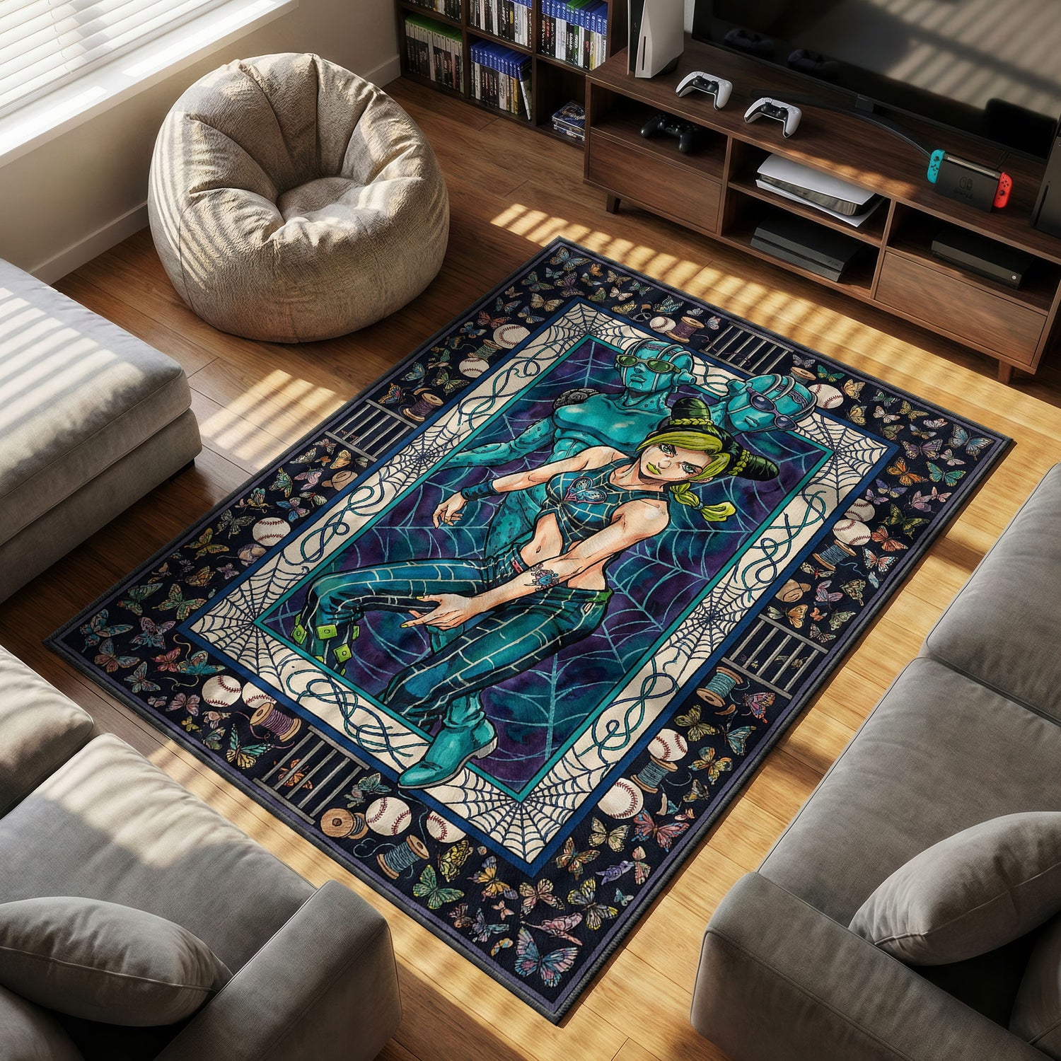 Jolyne Cujoh themed area rug for home decor fans
