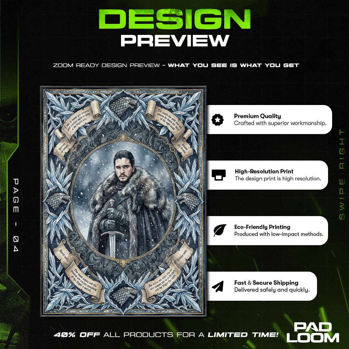 Room character design printed on rug