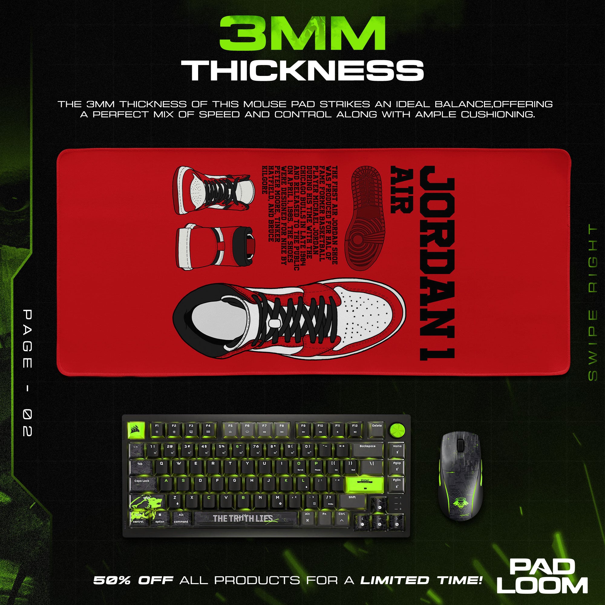 Jordan 1 Air Mouse Pad - Classic Sneaker Desk Mat