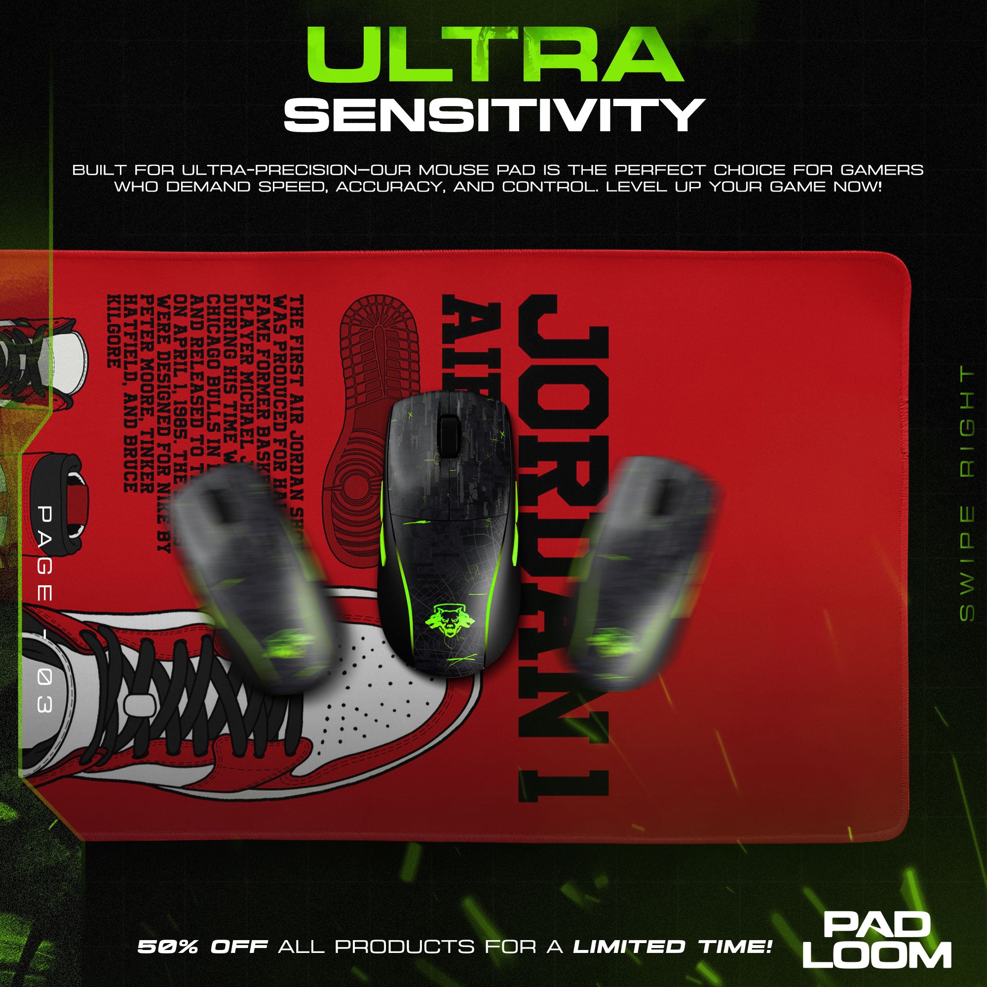 Jordan 1 Air Mouse Pad - Classic Sneaker Desk Mat