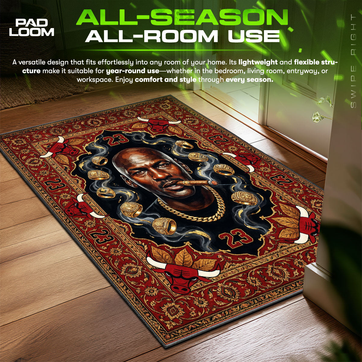Jordan Dynasty Portrait Sneakerhead Floor fan rug — premium quality print